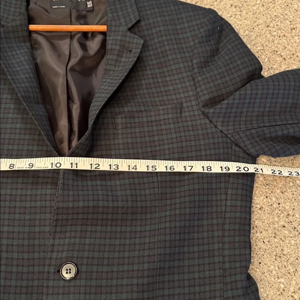 ASOS DESIGN Blackwatch Plaid Blazer Navy Green Tartan Check